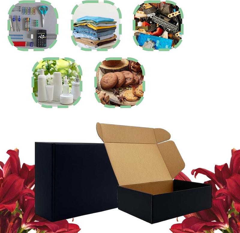 Livejun 24 Pack 10x7x3 inch Black Shipping Boxes ，Cardboard Packaging Boxes for Mailing Shipping Corrugated Cardboard Boxes for Packaging Small Business Craft Flat Shipping Boxes Empty Gifts Giving Products - Image 5